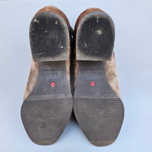 Tan Suede Bootie Blondo Siena Bootie Size 8.5 Leather Heeled Side Zip Ankle Boot - Picture 11 of 13